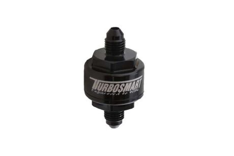 Turbosmart Billet Turbo Oil Feed Filter with 44 Micron Pleated Disc - AN-3 Male Inlet - Black