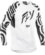 Fly Racing Evolution DST Abyss Jersey in White/Black - Large Fit for Off-Road and Motocross Vehicles