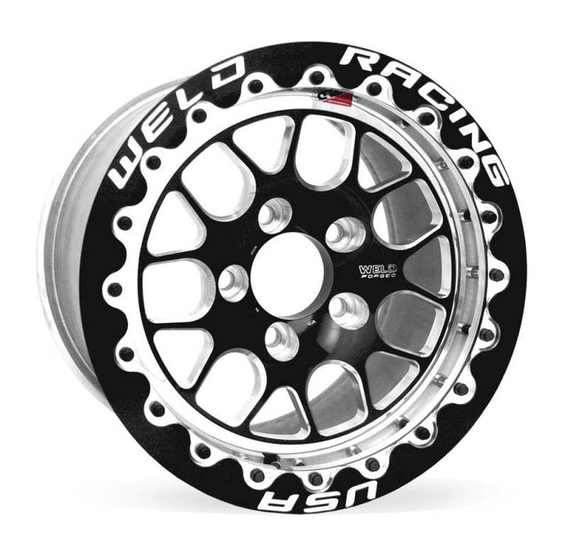 Weld S77 15x10.33 Inch Black Single Beadlock Wheel - 5x120mm Bolt Pattern, Medium Pad, 7.5 Inch Backspace