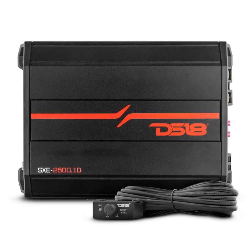 DS18 SXE-2500.1D/BK 1-Channel Class D Amplifier – 800W RMS at 1 Ohm, 600W at 2 Ohms, 300W at 4 Ohms for Car Audio System