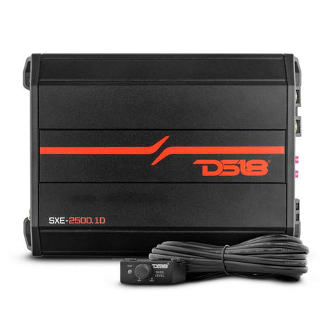 DS18 SXE-2500.1D/BK 1-Channel Class D Amplifier – 800W RMS at 1 Ohm, 600W at 2 Ohms, 300W at 4 Ohms for Car Audio System