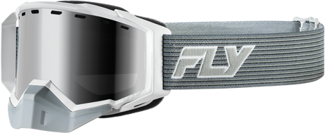 Fly Racing Zone Elite SN Goggle Grey/White with Black Mirror Plrzd Smoke Lens for Motocross and Off-Road Vehicles