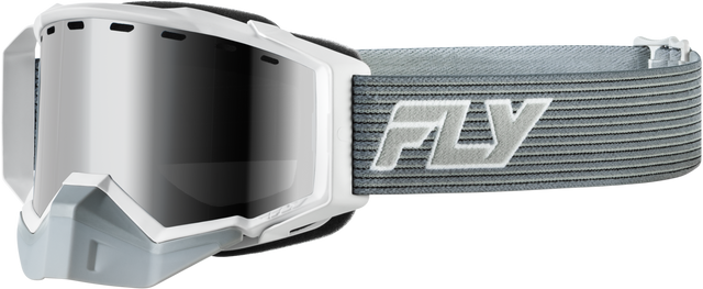 Fly Racing Zone Elite SN Goggle Grey/White with Black Mirror Plrzd Smoke Lens for Motocross and Off-Road Vehicles