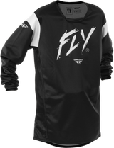 Fly Racing Youth Kinetic Stoke Jersey Black/White YXL for Motocross and Off-Road Vehicles