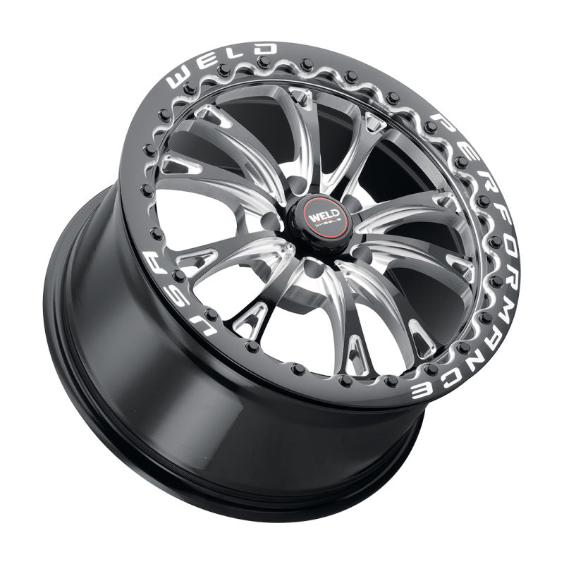 Weld S908 18x10 Belmont Drag Beadlock Wheel - Gloss Black Finish, 5x114.3 Bolt Pattern, ET30 Offset