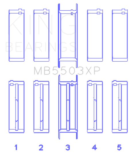 King Engine Bearings Ford V8 351ci 5.8L 16v Cleveland Crankshaft Main Bearing Set (Set of 5)