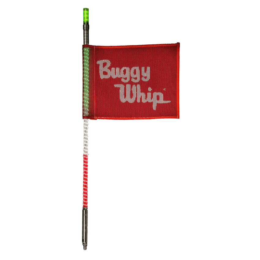 6FT LED Whip with Flag (Green/White/Red)