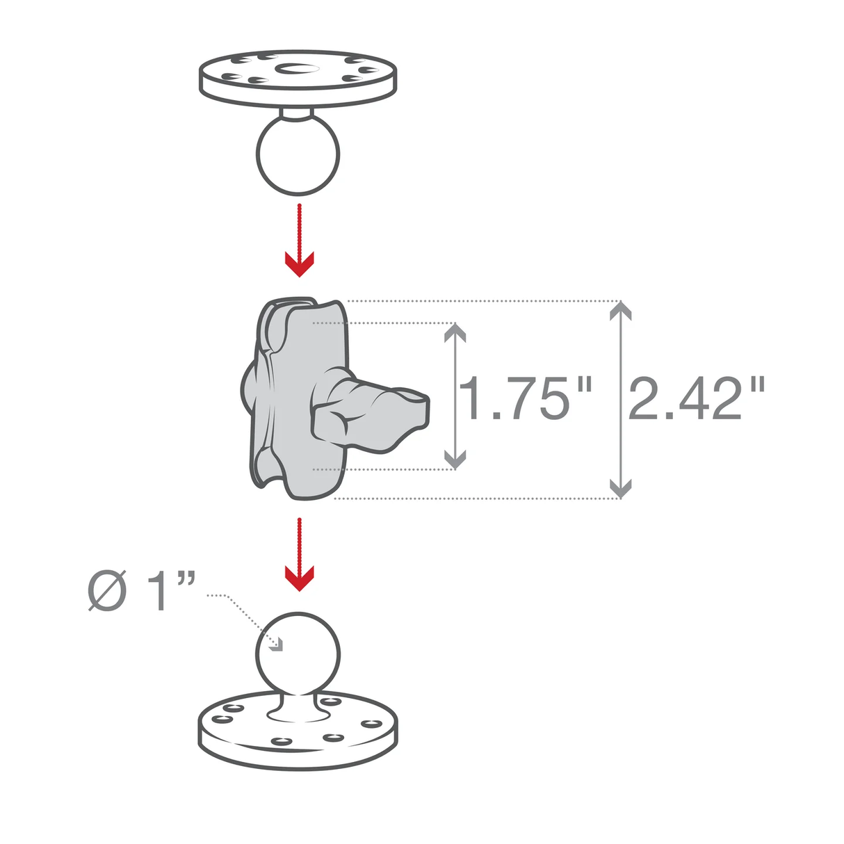 Double Socket Arm - B Size Short  (GARAGE SALE)