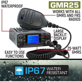 GMR25 Waterproof Band Mobile Radio with Antenna | Rugged Radios