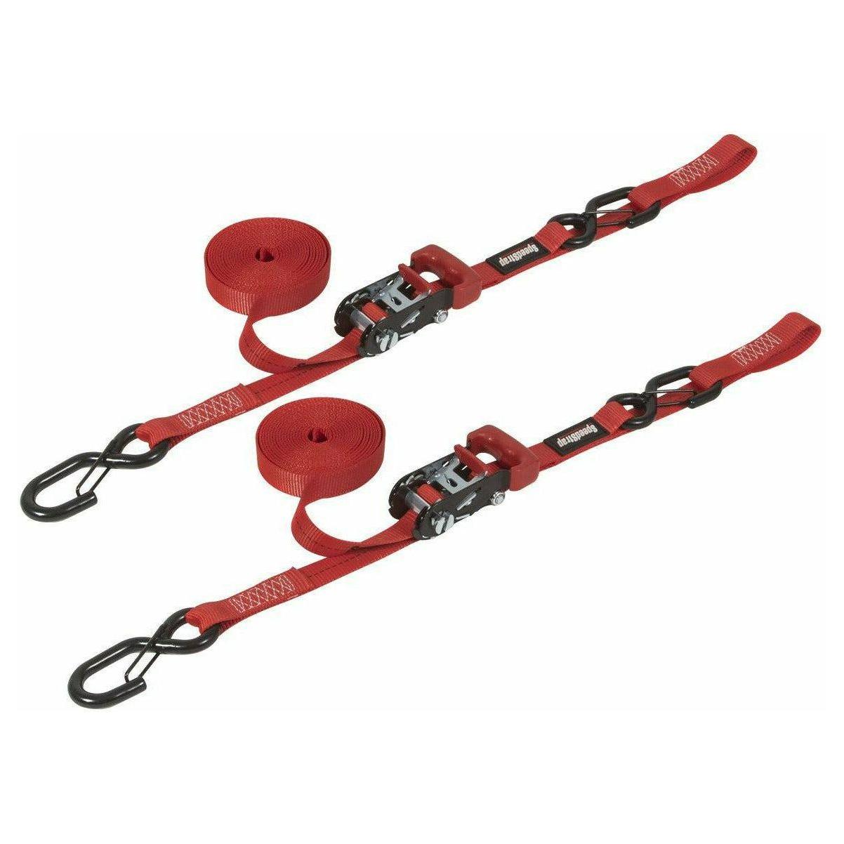 Speed Strap 1"x15' Ratchet Tie Down with Snap S Hooks and Soft Tie (2 Pack)