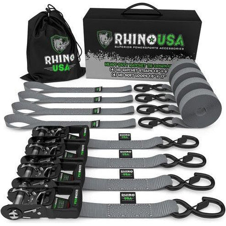 1.6" x 8' Heavy Duty Ratchet Tie-Down Set (4-Pack)