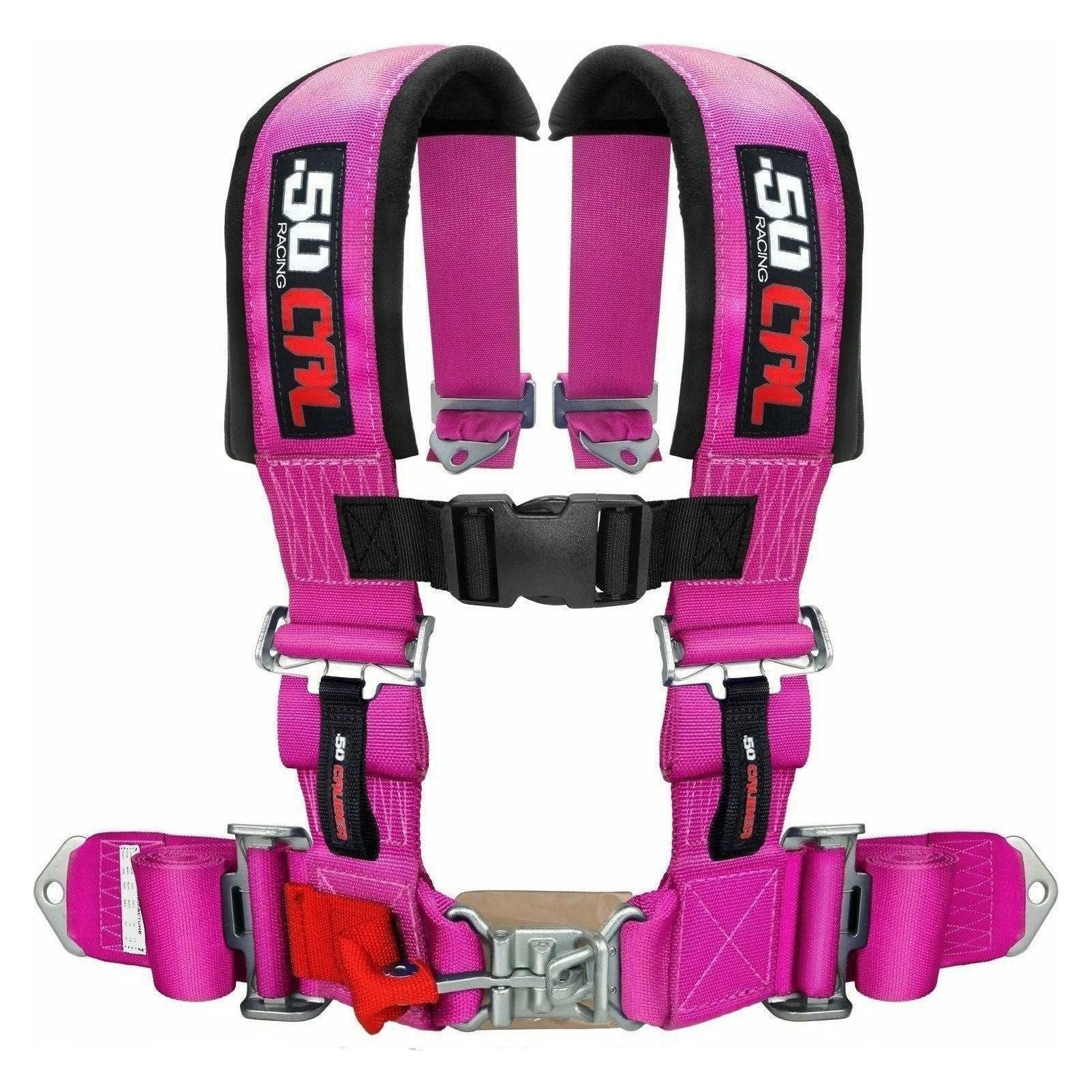 4 Point UTV Racing Harness with 3 Straps 50 Caliber Racing Pink