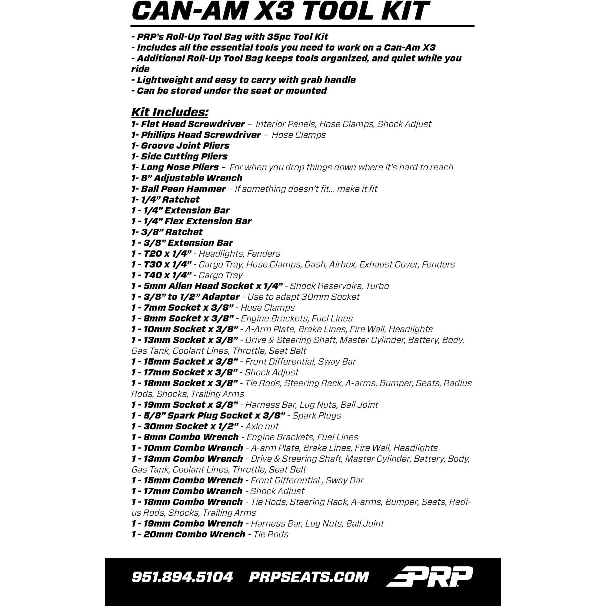 Can Am Roll-Up Tool Bag with 35 Piece Tool Kit