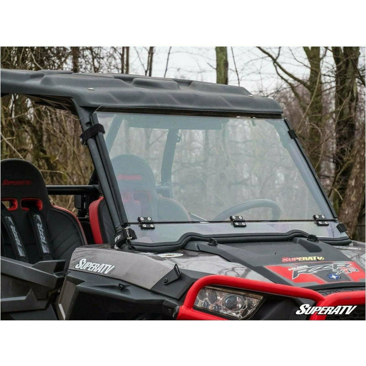 SuperATV Polaris RZR XP Turbo Scratch Resistant Flip Down Windshield