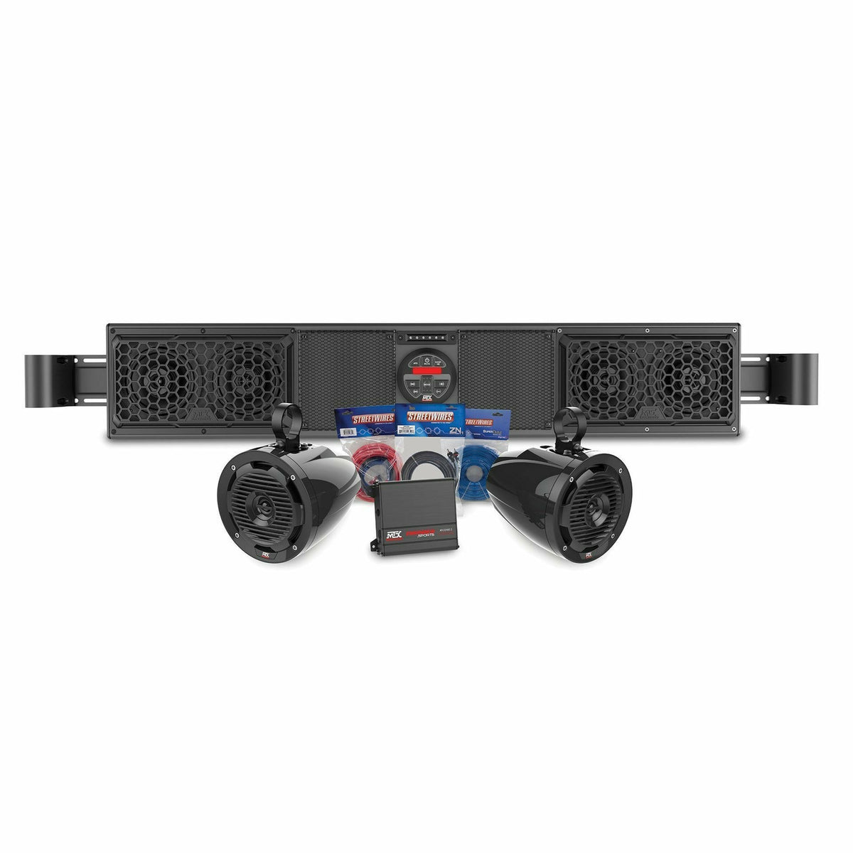 MTX Audio Kawasaki Mule / Teryx Bluetooth Overhead Sound Bar with 2 Amplified Cage Mount Speakers