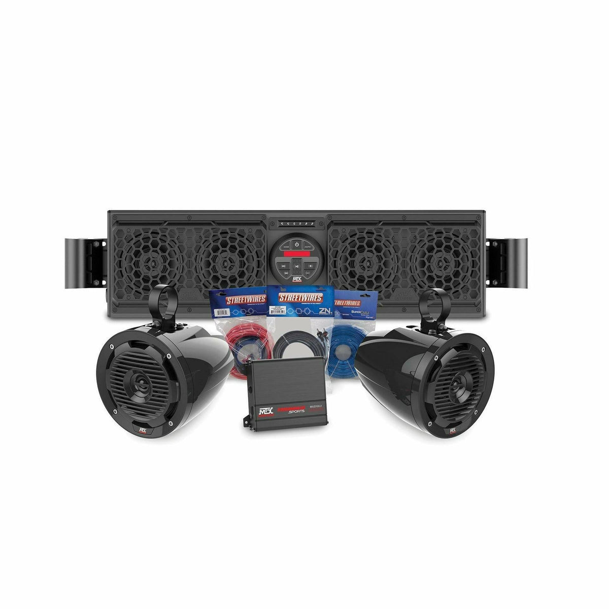 MTX Audio Polaris RZR Bluetooth Overhead Sound Bar with 2 Amplified Cage Mount Speakers