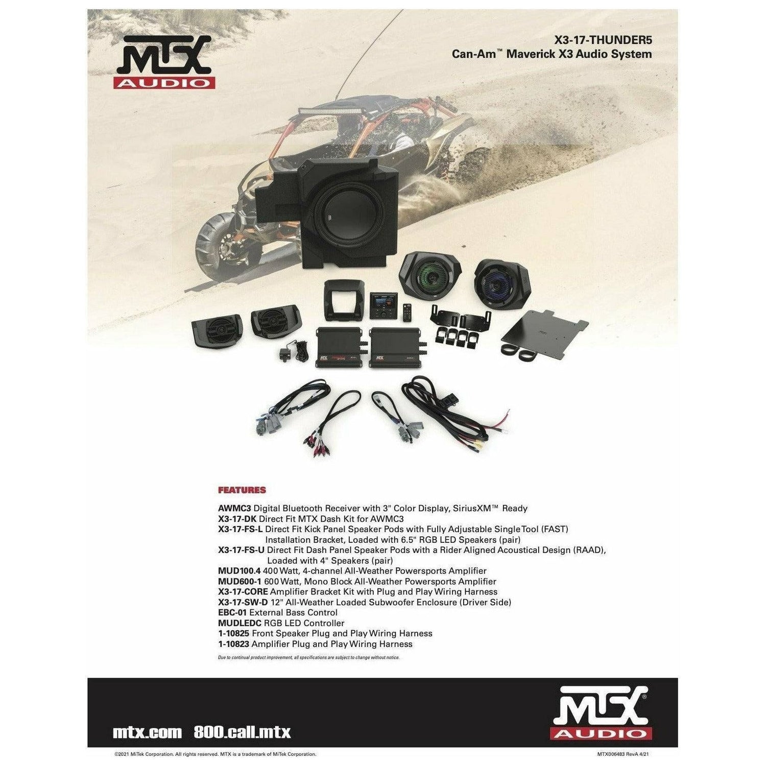 MTX Audio Can Am Maverick X3 Stage 5 Audio System