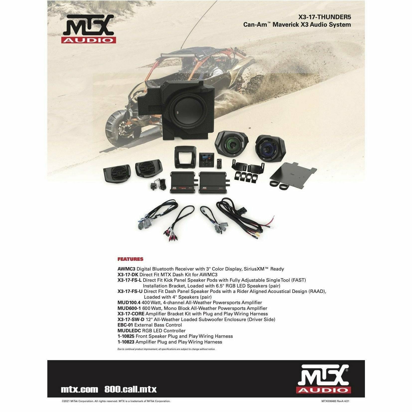 MTX Audio Can Am Maverick X3 Stage 5 Audio System