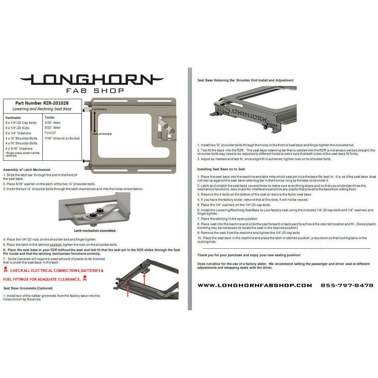 Polaris General / RZR Lower and Recline Seat Bases (Pair) | Longhorn Fab