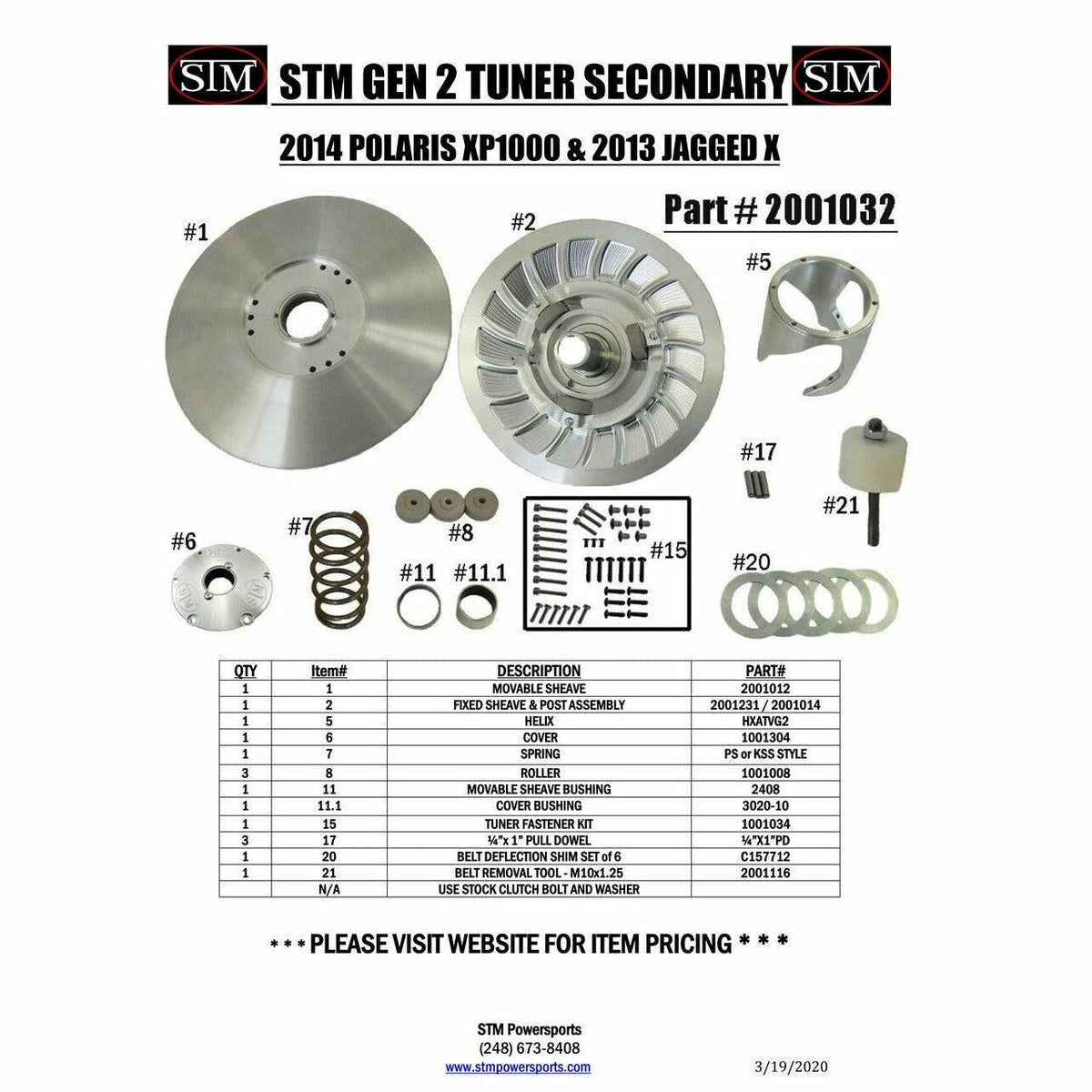 STM Polaris RZR (2008-2014) Gen 2 Tuner Secondary Clutch - Kombustion Motorsports
