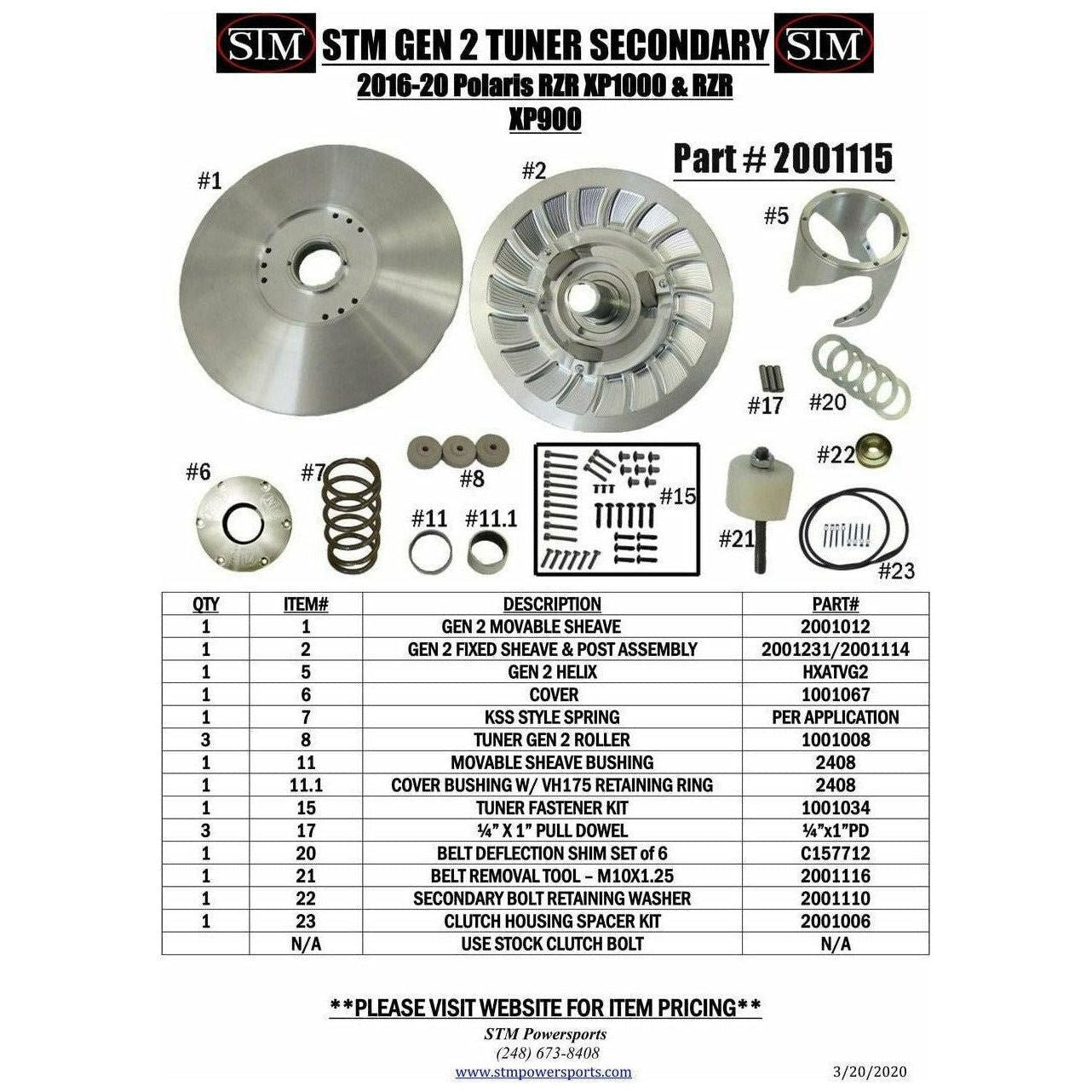 Polaris General / RZR Tuner Secondary Clutch | STM