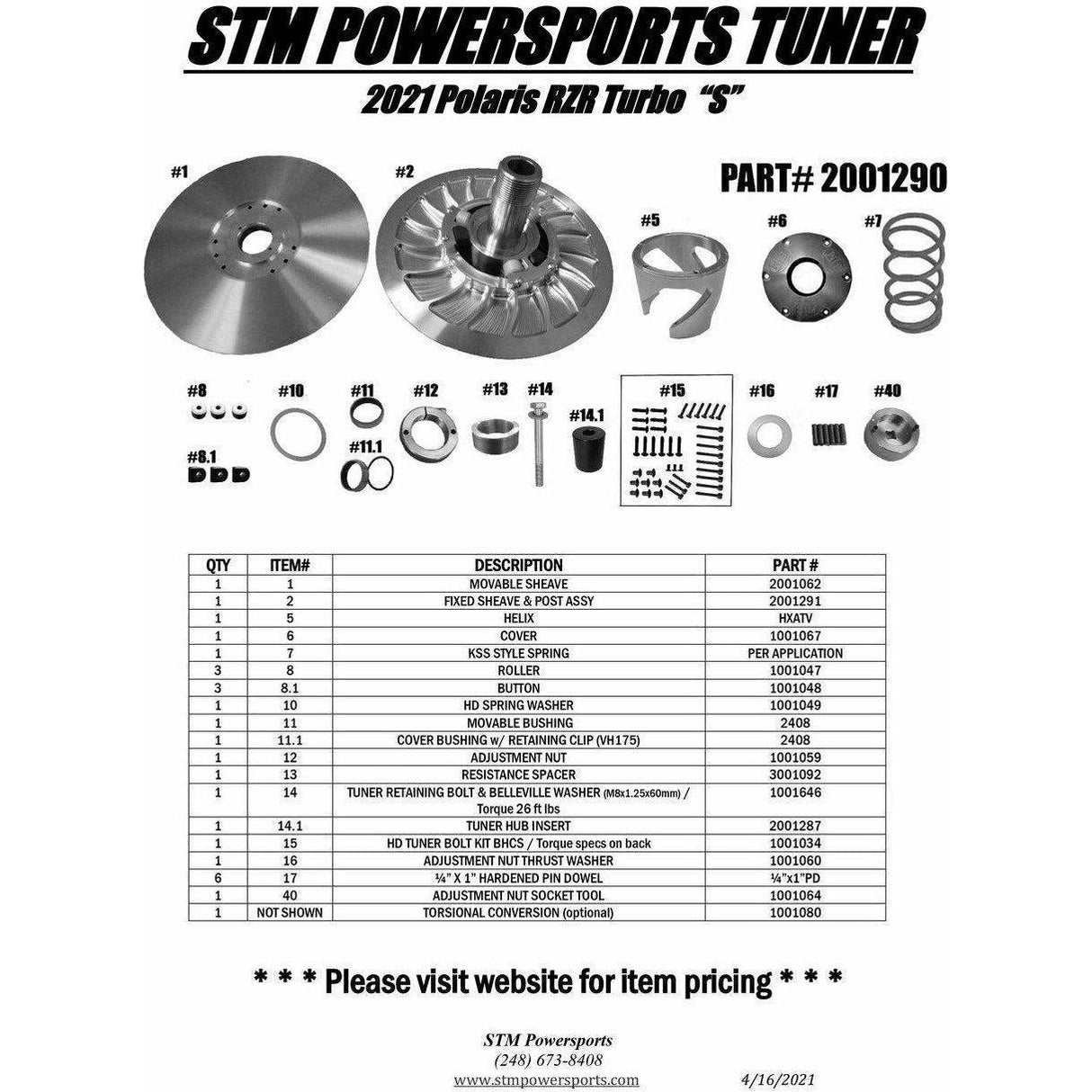 STM Polaris RZR (2021) Tuner Secondary Clutch