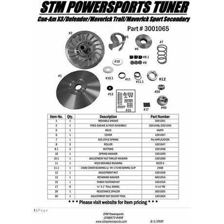 STM Can Am Defender / Maverick / X3 Tuner Secondary Clutch