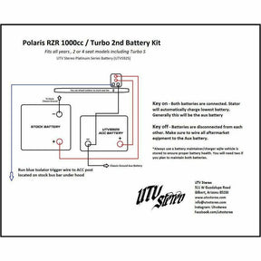 UTV Stereo Polaris RZR 2nd Battery Kit - Kombustion Motorsports